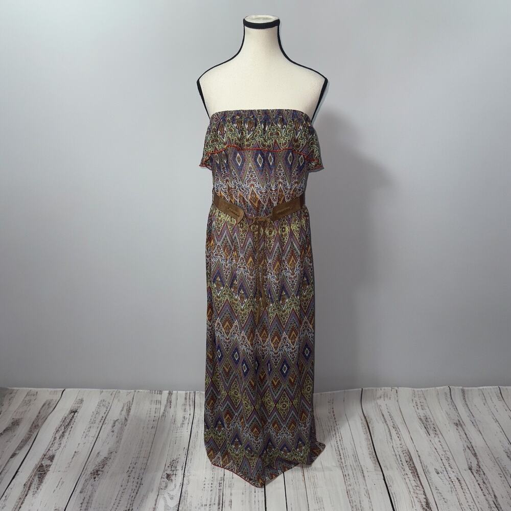 No Boundaries Paisley Strapless Maxi Dress size XL 15-17 Boho Summer